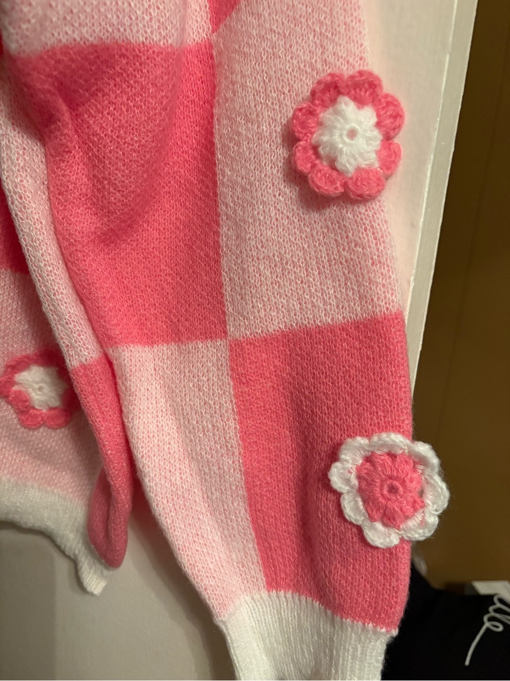NWT BiBi Color Block Sweater with Crochet Flowers - Picture 8 of 9